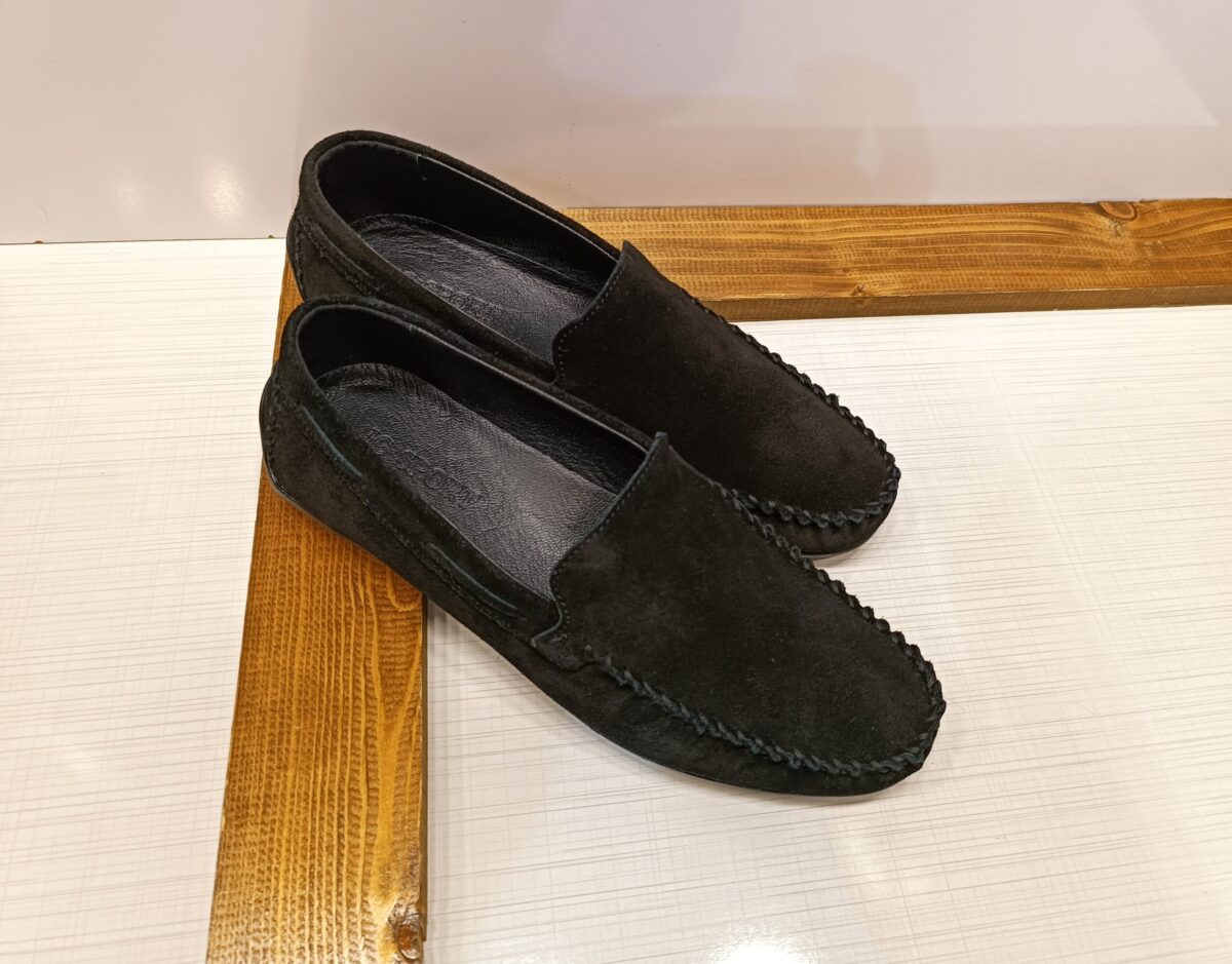 کفش کالج چرم مدل فانتوف جیر مشکی