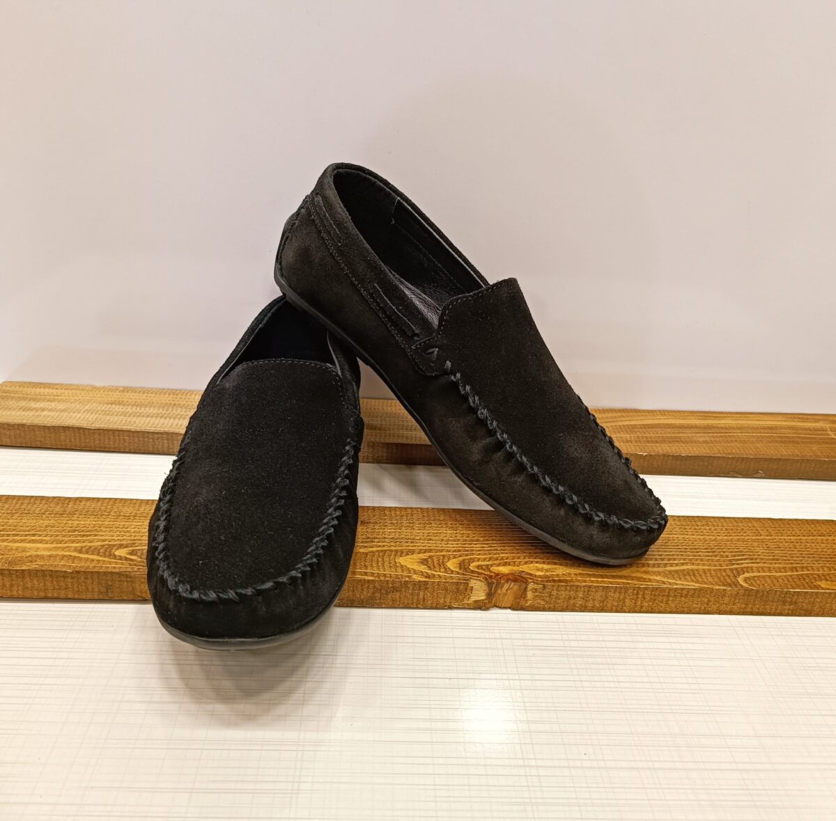 کفش کالج چرم مدل فانتوف جیر مشکی